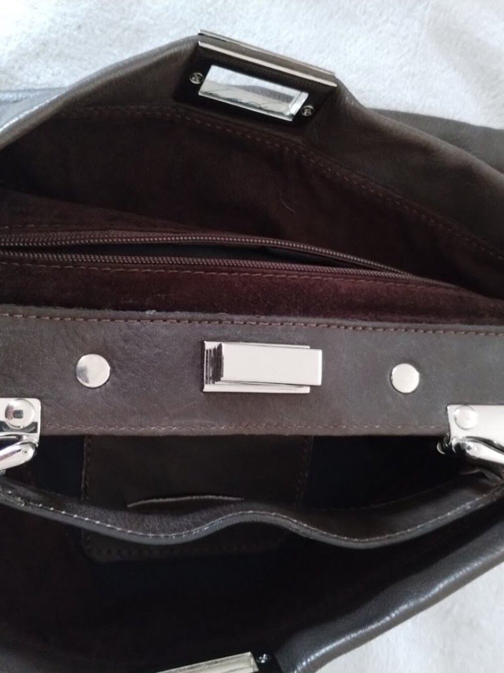 Borse in Pelle Brown Leather Tote Handbag Made in Italy - Picture 5 of 10